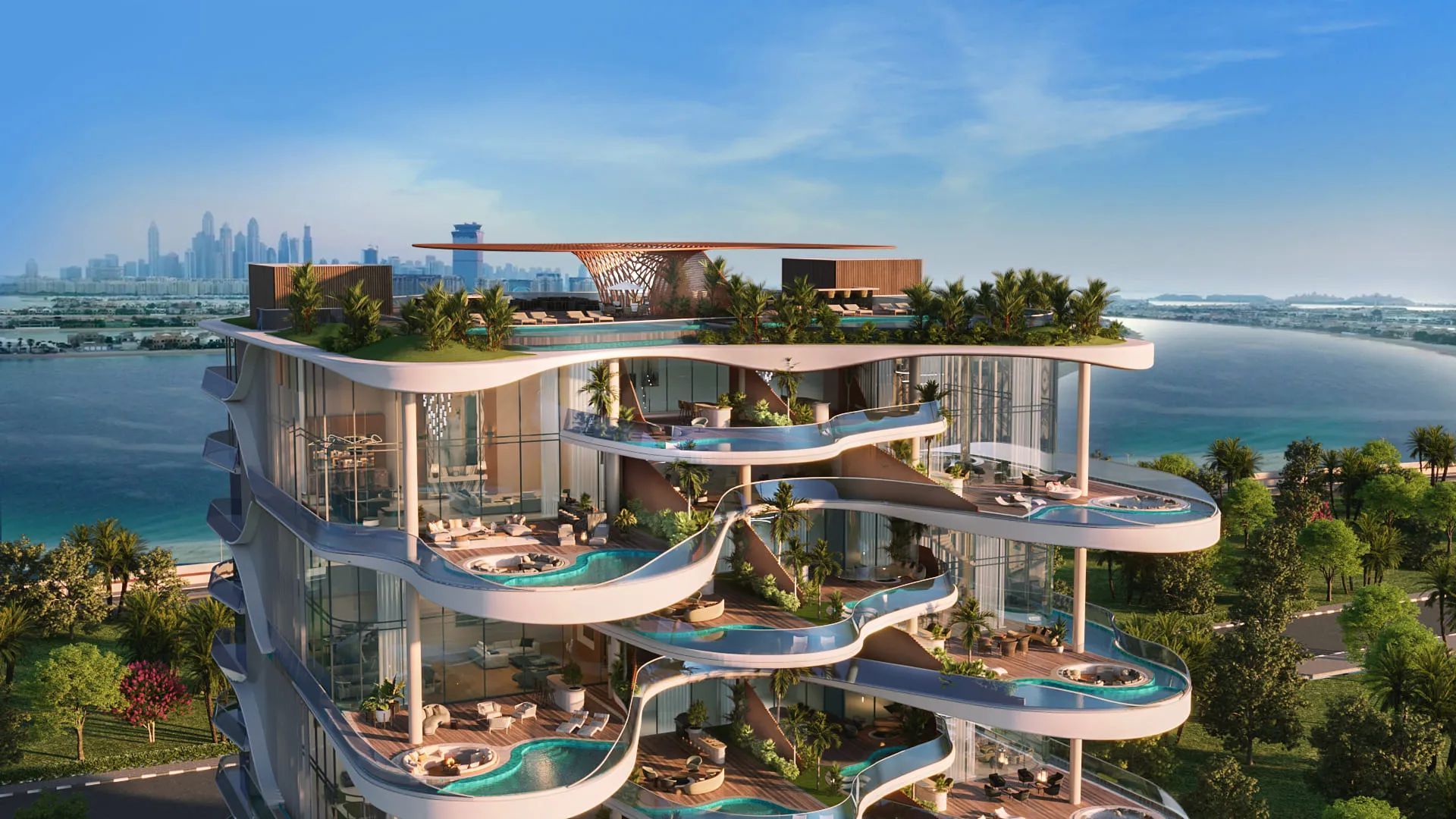 Aerial view of luxury villas and skyscrapers in Dubai’s most popular communities for high-end living