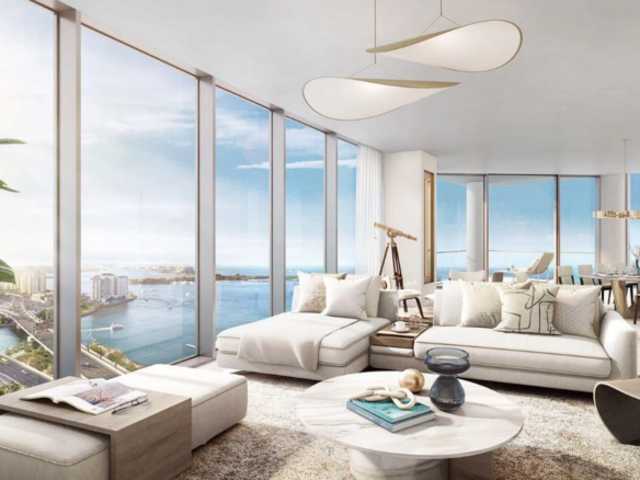 Modern Dubai high-rise apartment featuring top amenities buyers desire, including an infinity pool, state-of-the-art gym, and panoramic city views.